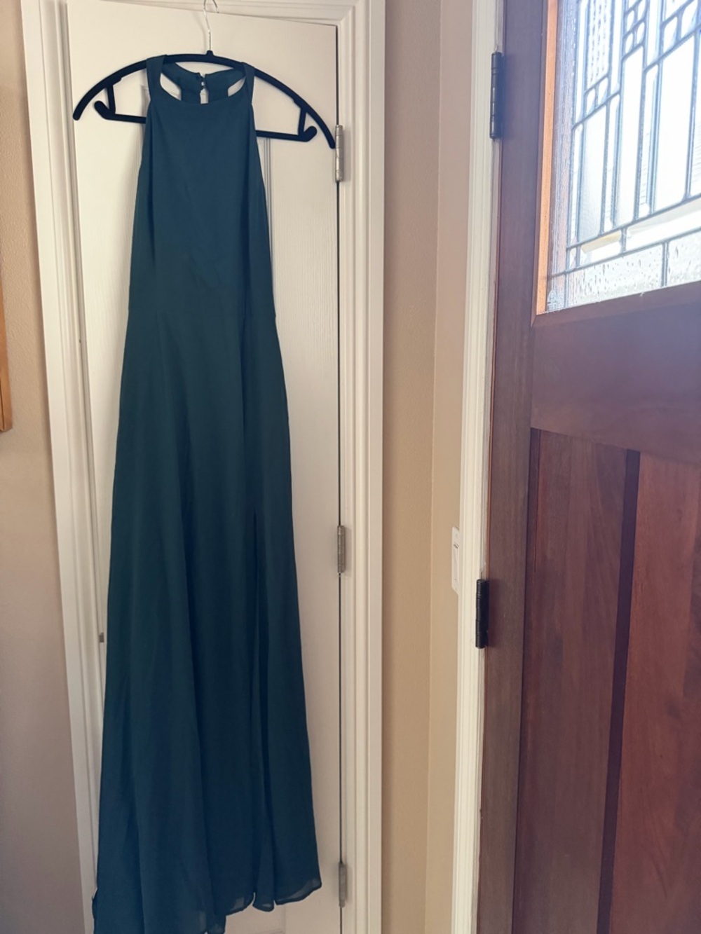 Lulu's Emerald Green Halter-Style Formal Gown